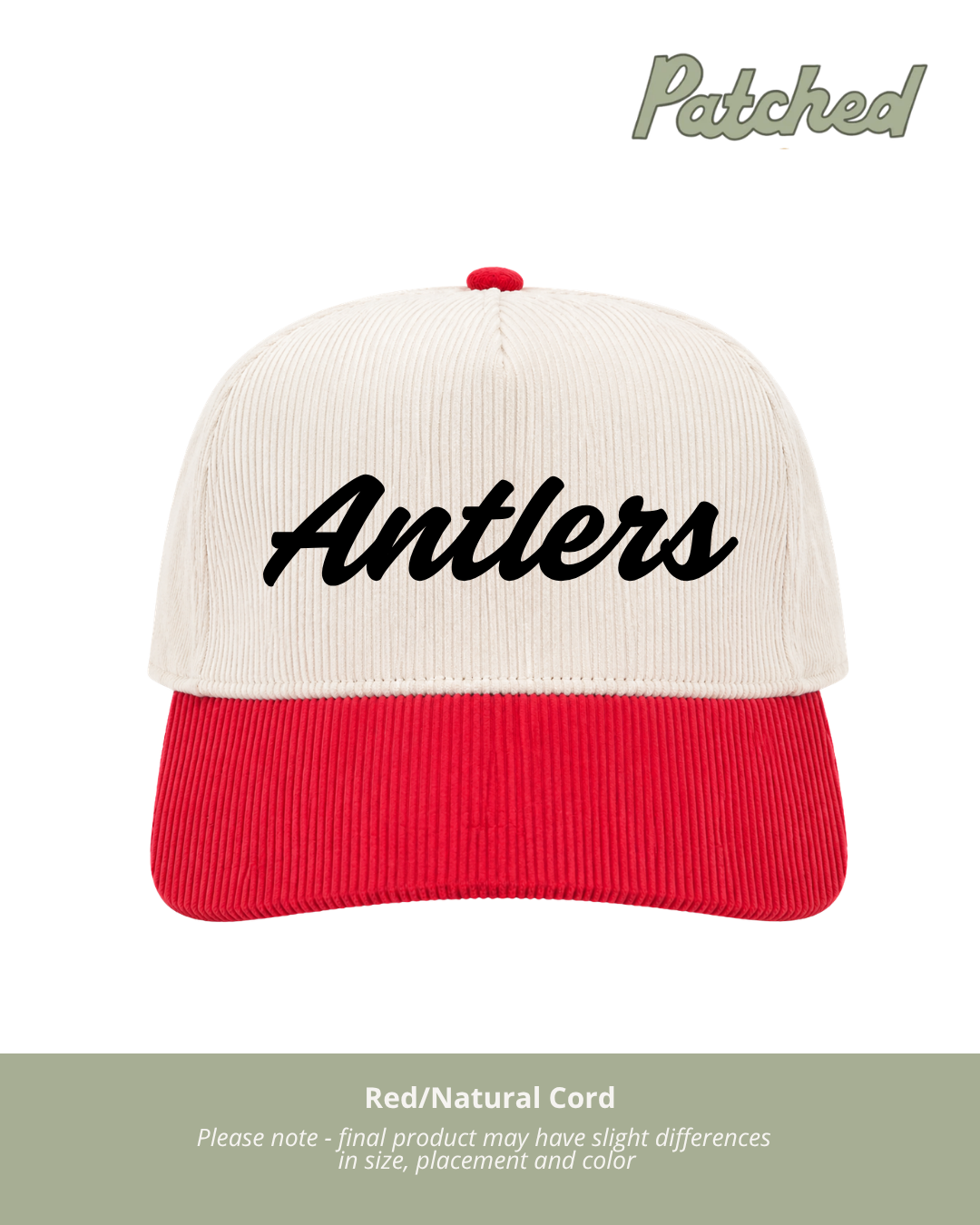 Antlers Script (Black) | Red/Natural Corduroy