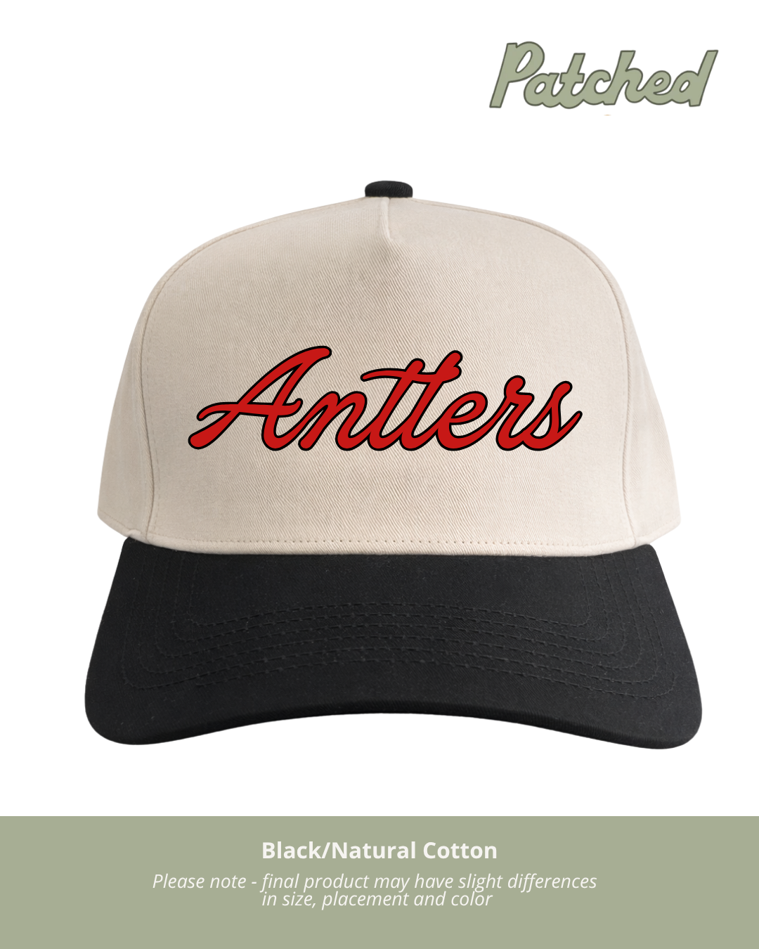Antlers Script (Red/Black outline) | Black/Natural Cotton