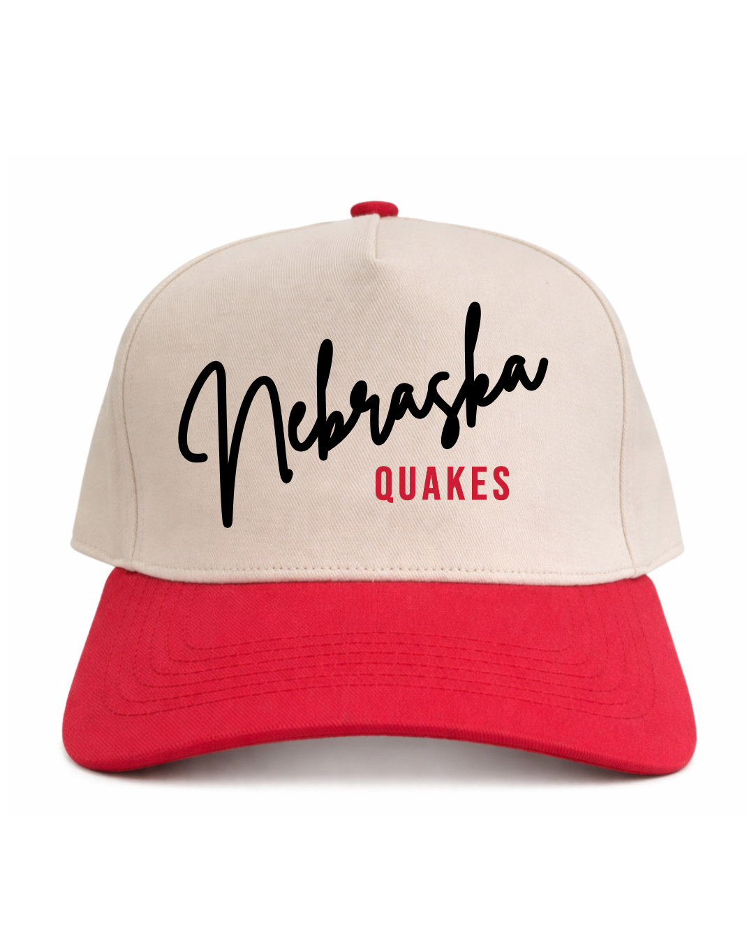 Script Nebraska Quakes | Red/Natural Cotton