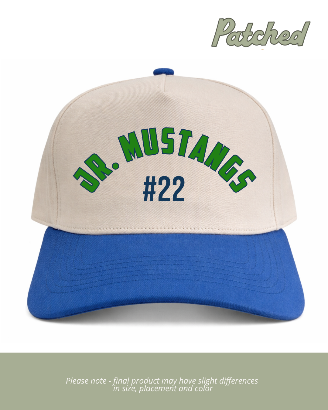 Customized # Jr. Mustangs| Blue/Natural Cotton