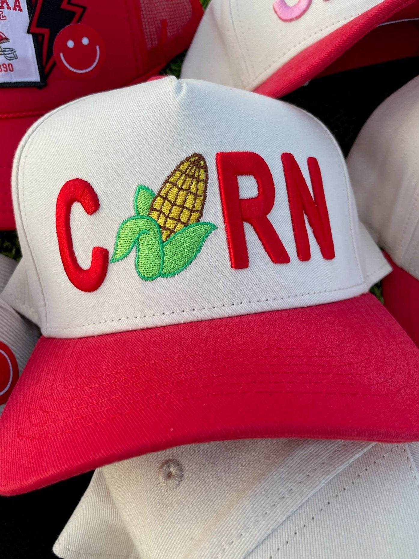 Corn Hat | Red + Natural Cotton
