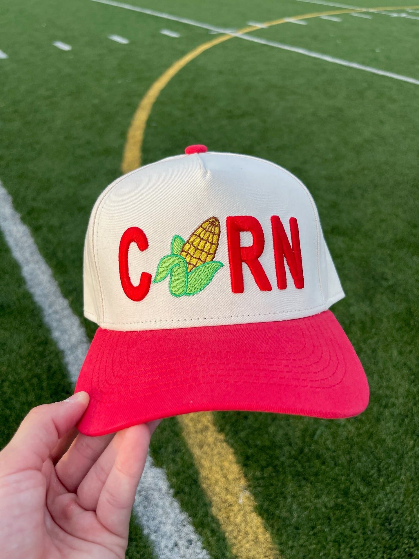 Corn Hat | Red + Natural Cotton