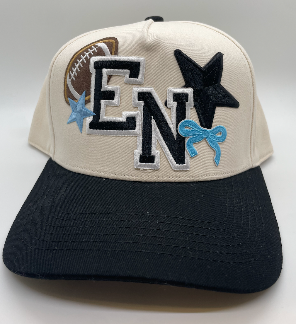 MADE TO ORDER: EN Patched Hat | Black + Natural Cotton