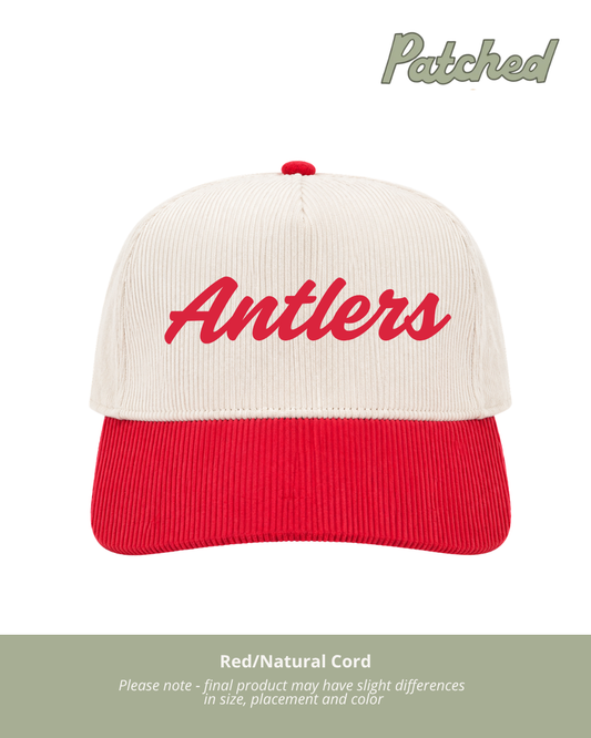 Antlers Script (Red) | Red/Natural Corduroy
