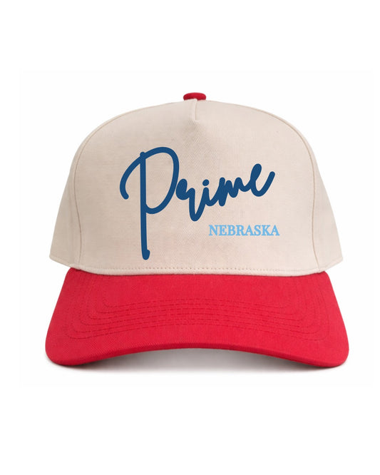 Script Prime Nebraska | Red/Natural Cotton