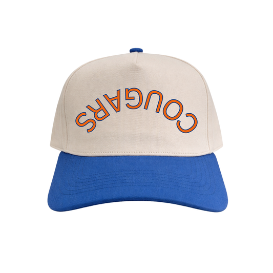 PRE-ORDER | Cougars (blue outline) upside down | Blue/Natural Cotton