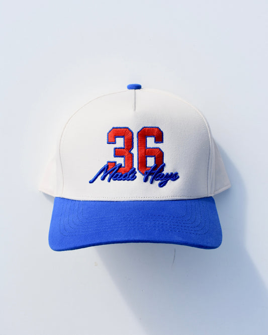 MADE TO ORDER: Madi Hays | 36 Madi Hays (script) | Blue + Natural Cotton Hat