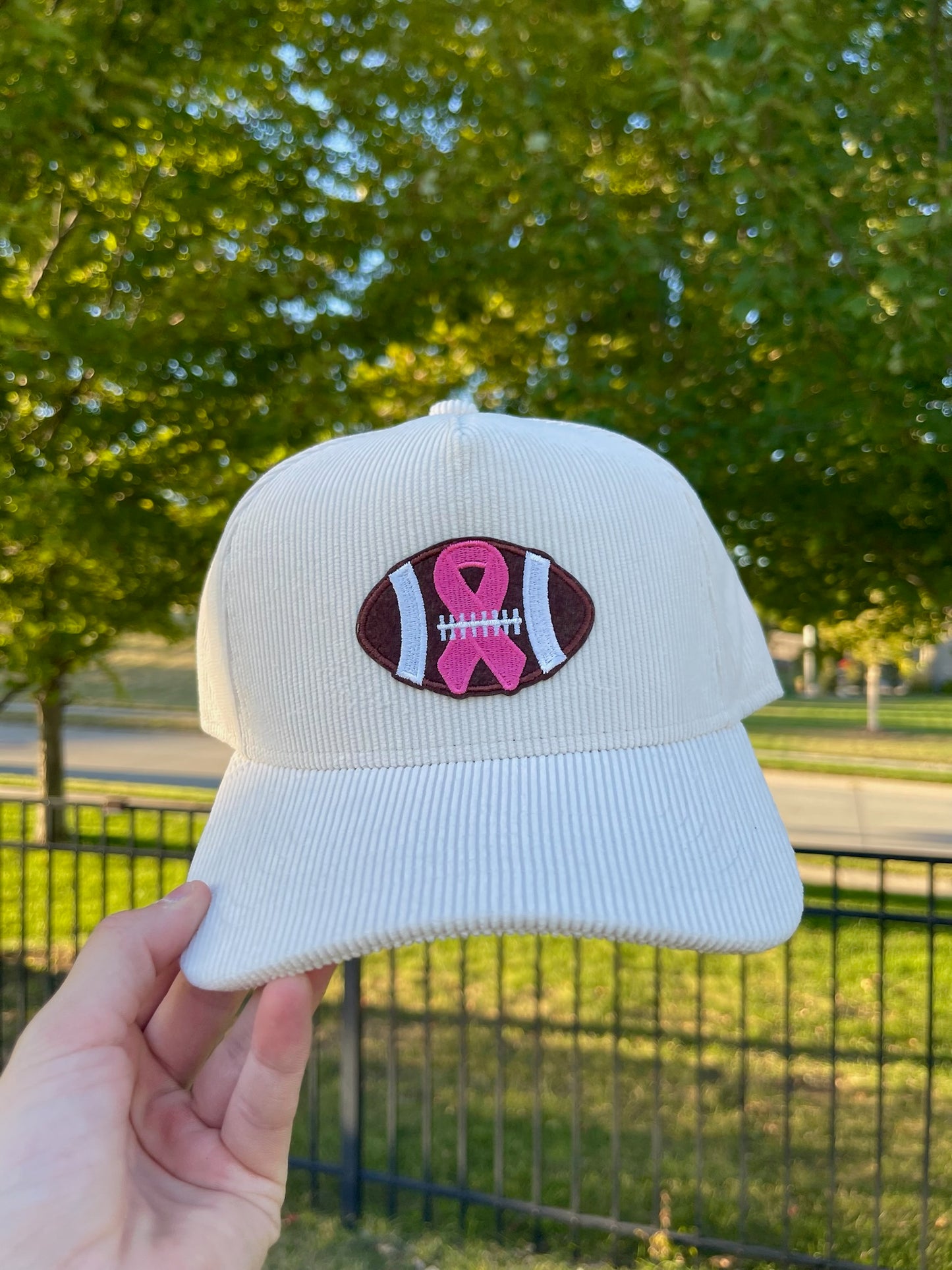 Pink Ribbon Football Corduroy