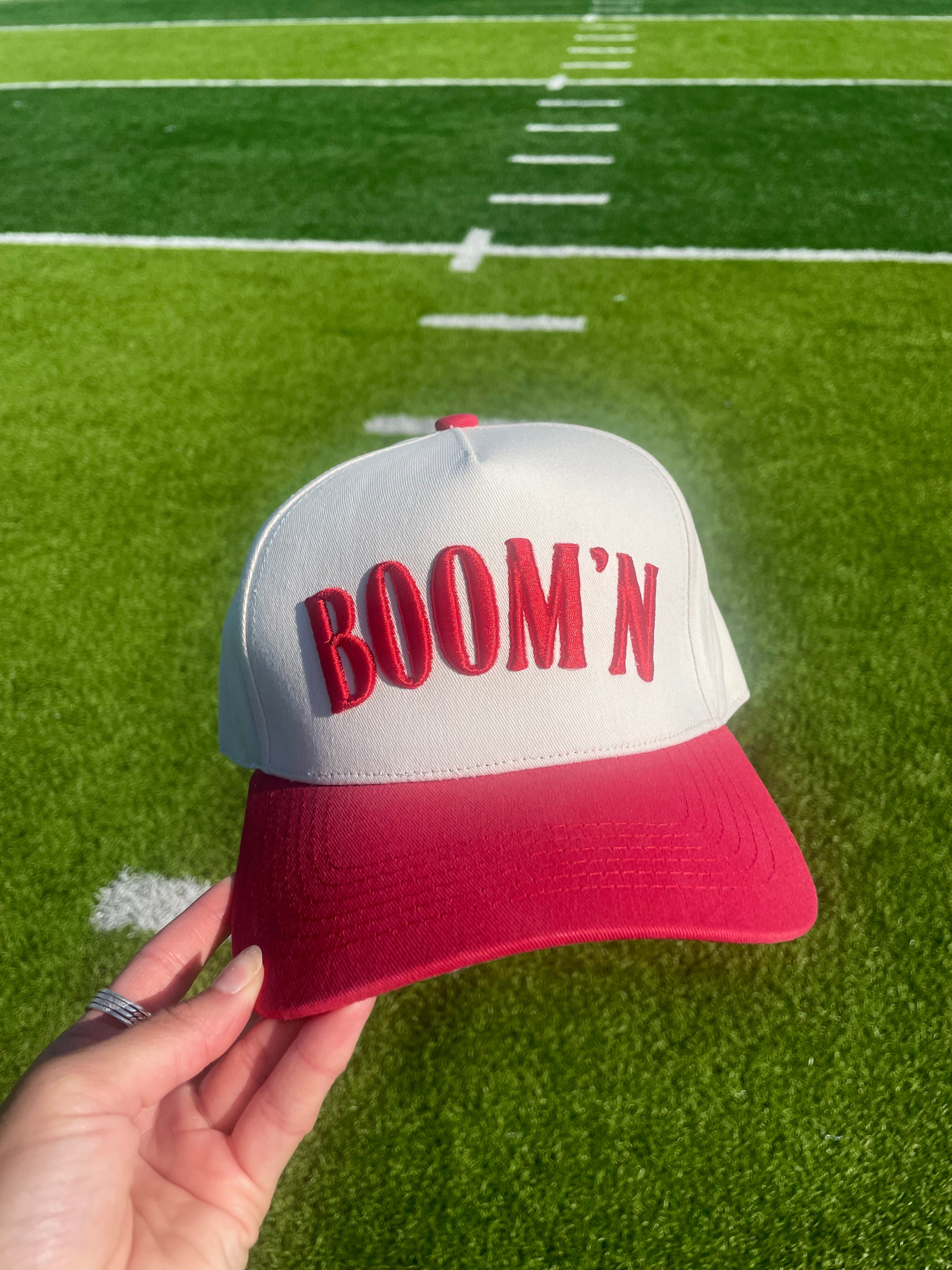 BOOM'N Hat | Red + Natural Cotton – Patched