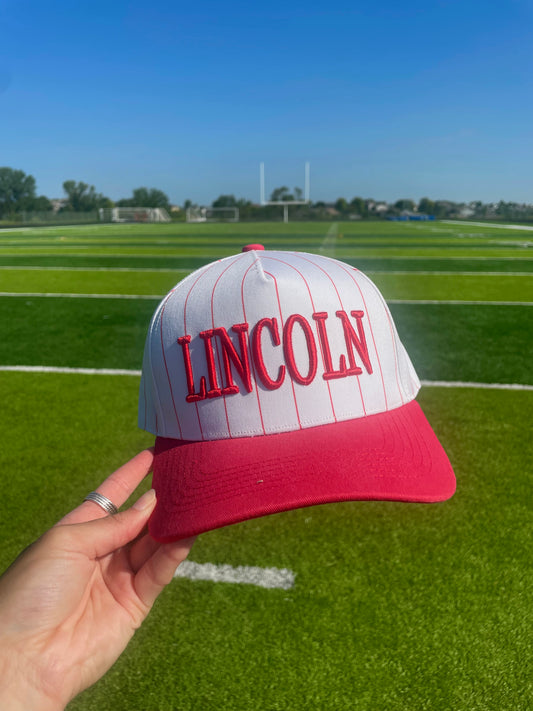 Straight Striped Lincoln Hat | Red/White + Red Stripes Cotton