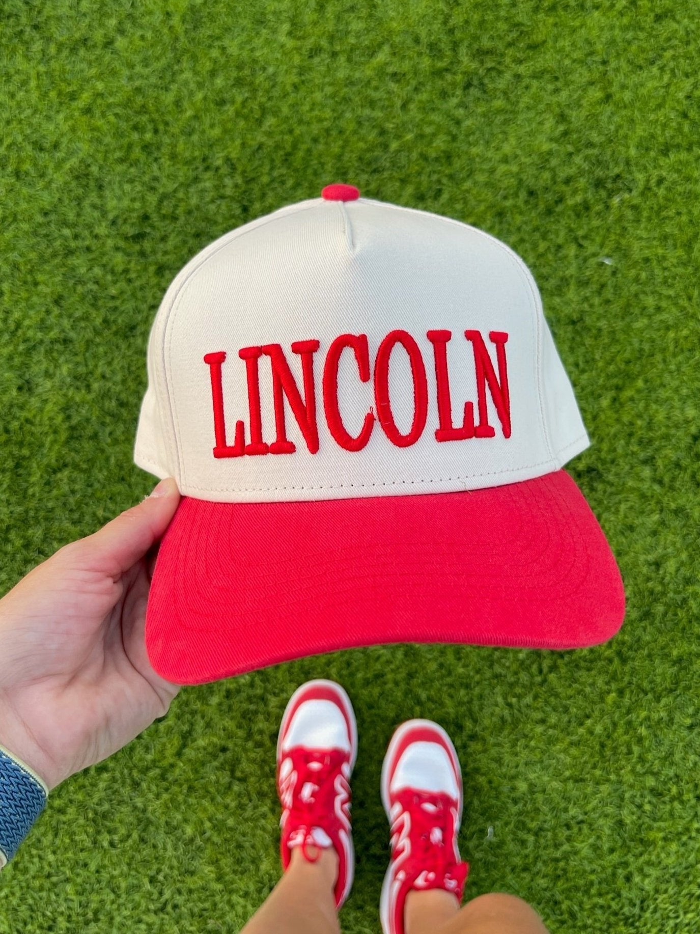 Lincoln Puff Hat | Red + Natural