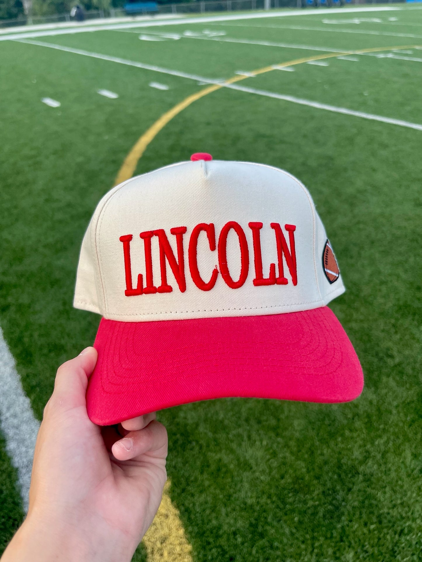 Lincoln Puff Hat | Red + Natural