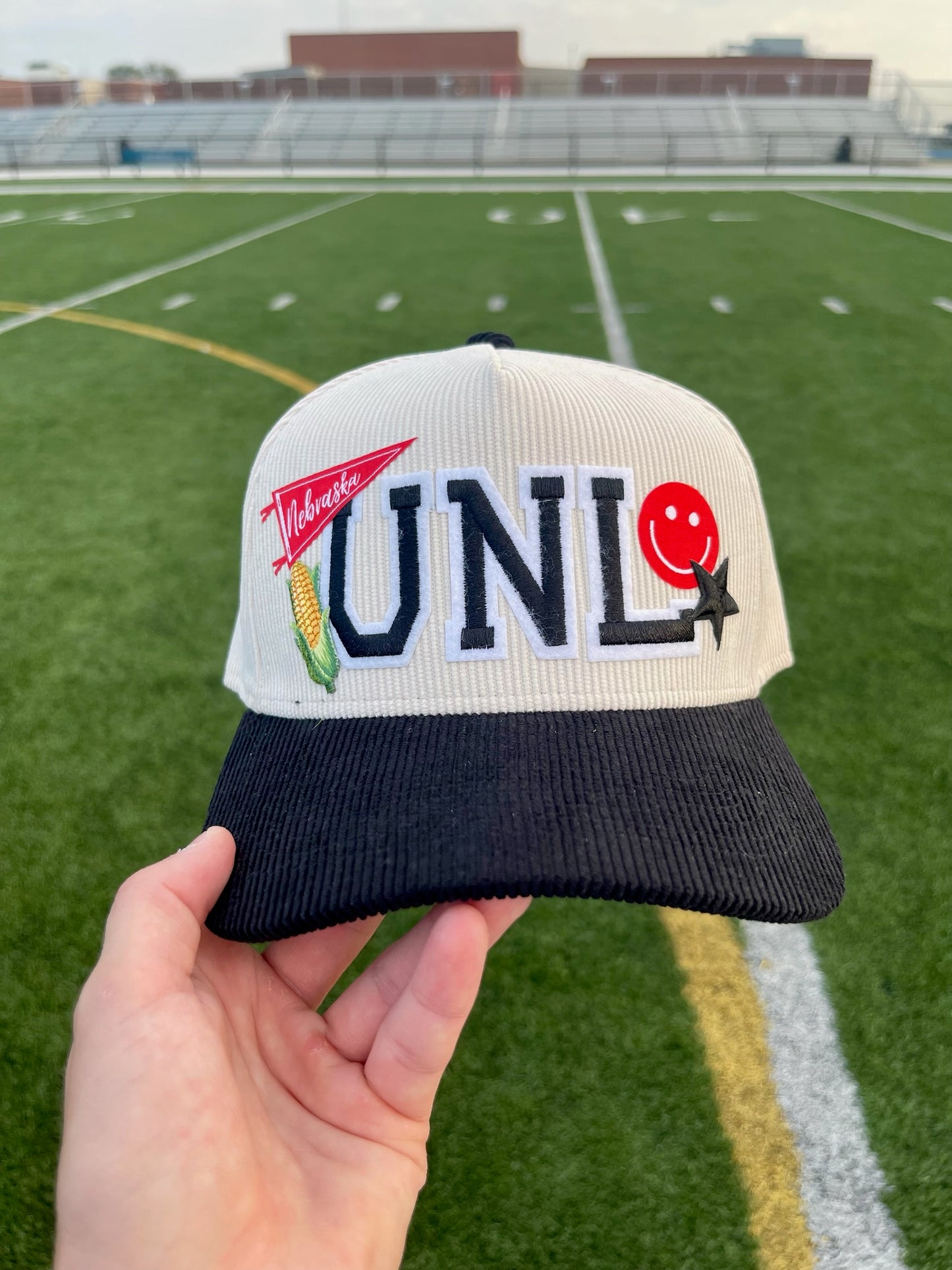 UNL Corn Hat | Black + Natural Corduroy