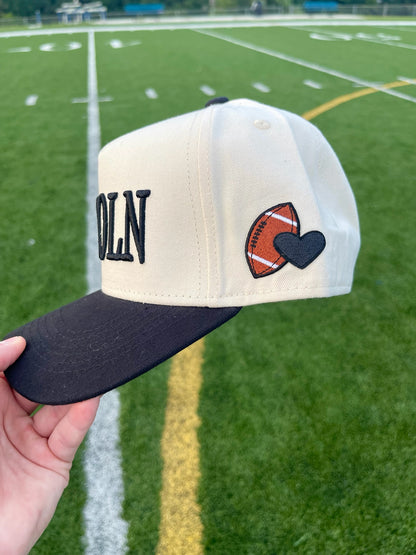 Puff Lincoln + Mini Football + Heart Hat | Natural + Black