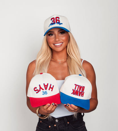 MADE TO ORDER: Madi Hays | 36 Madi Hays (script) | Blue + Natural Cotton Hat