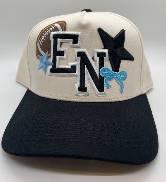 MADE TO ORDER: EN Patched Hat | Black + Natural Cotton