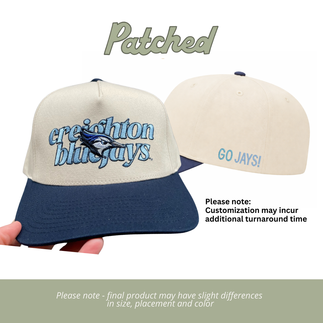 CUSTOMIZED | Creighton Bluejays Logo | Navy/Natural Cotton