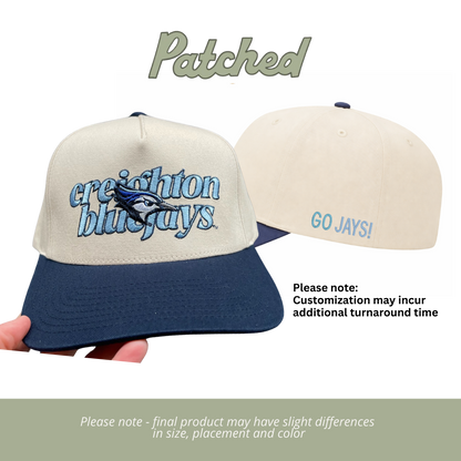 CUSTOMIZED | Creighton Bluejays Logo | Navy/Natural Cotton