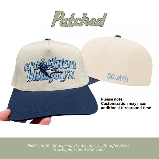 CUSTOMIZED | Creighton Bluejays Logo | Navy/Natural Cotton