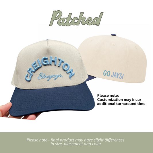CUSTOMIZED | Curved Creighton Bluejays | Navy/Natural Cotton