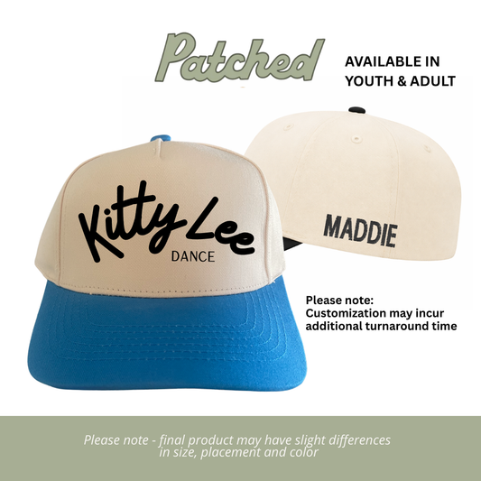 CUSTOMIZED | YOUTH Kitty Lee Dance Script | Natural/Blue Cotton Hat