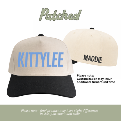 CUSTOMIZED | ADULT Kitty Lee Block | Natural/Black Cotton Hat