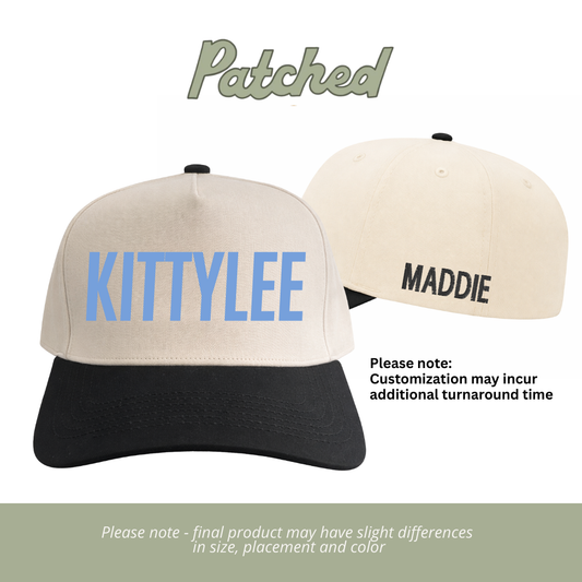 CUSTOMIZED | ADULT Kitty Lee Block | Natural/Black Cotton Hat