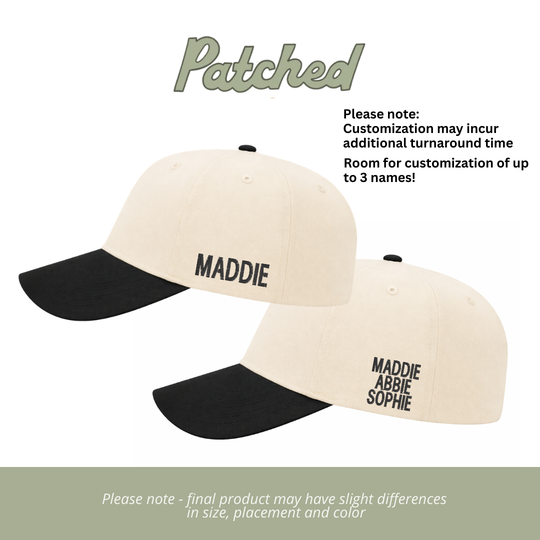 CUSTOMIZED | ADULT Kitty Lee Block +Script | Natural/Baby Blue Cotton Hat